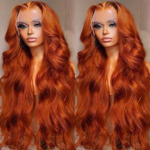 13x4 Orange Ginger Human Hair Wig Body Wave 13x6 Hd Lace Frontal For Women 4x4 5x5 Closure Brazilian Wigs On Sale 240130