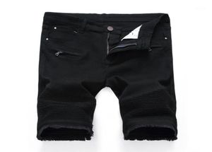 Męskie spodenki Men039s Jeans dżinsowe szorty Mężczyźni Summer Stretch Slim Fit Krótki męski projektant bawełniany swobodny czarny jean dżine Długość 9128184