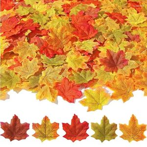 Decorative Flowers 50pcs Fake Fall Maple Leaves Autumn For DIY Artificial Silk Flower Theme Party Christma Thanksgiving Decor