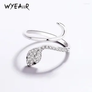 Cluster Rings WYEAIIR 925 Sterling Silver Ins Antique Zircon Shining Snake Cool Resizable Opening Ring For Women Luxury Jewelry