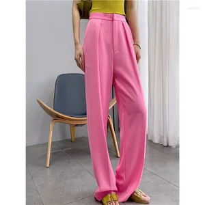 Women's Pants Tall Women Pink Suit For Spring Autumn Casual High Waisted Loose Wide Leg Elongated X-long Straight Trousers