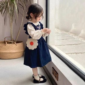 Clothing Sets Children's Suit Kids Suits Outfit 2024 Autumn Girls Clothes Solid Long Sleeve Blouse Dress 2pcs