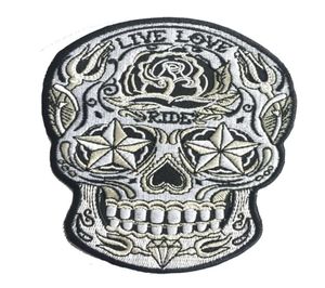 Whole LIVE LOVE RIDE Sugar Skull bestickter Aufnäher zum Aufbügeln auf Jacke, Weste, Stickabzeichen, DIY-Applikation, Stickerei, Emblem, 12,7 cm, 6799823