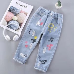 Trousers Girls' Jeans Pants Spring And Autumn Baby Printed Children's Loose 2-6 Years