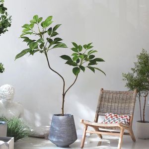 Decorative Flowers 105cm Large Tropical Plants Fake Ficus Tree Plastic Fiddle Leaf Fig Faux Branch For Home Office Indoor Outdoor Decor