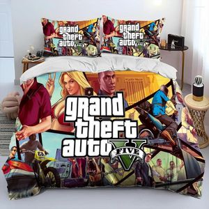 Sängkläder sätter 3D Grand Theft Auto GTA Gamer Gamer Comporter Set Däcke Cover Bed Truilt Pudowcase King Queen Size