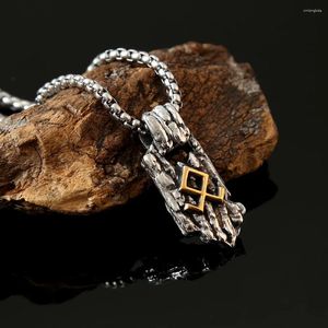 Pendant Necklaces Small Size Vintage Viking Rune Necklace Stainless Steel Nordic Amulet For Men Jewelry Gifts Drop