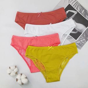 Women's Panties 3Pcs Sexy Lace M-XL Underwear Fashion Transparent Briefs Ladies Soft Panty Low-Rise Cotton Underpants 2024