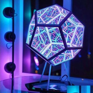 Annan heminredning The Trap orb DIY LED Infinity Dodecahedron Christmas Halloween Decoration Mirror Creative Cool Art Night Lights Drop Dh2tw