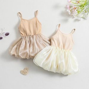 Flickaklänningar 2024-02-24 LIORITIIN 0-5 år Toddler Girls Summer Sling Dress Sleeveless Pleated Hem Patchwork Princess 2Colors