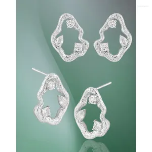 Серьги-гвоздики, легкие, роскошные и высококачественные, необычные полые с кристаллами CZ, стерлинговое серебро S925, серебро для женщин