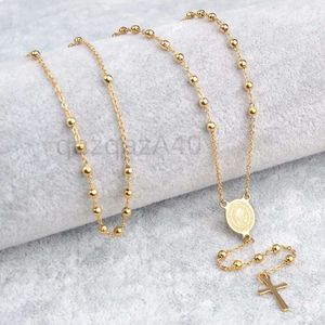 Pendant Necklaces Virgin Mary St Benedict Catholic Prayers 14k Yellow Gold Women Religious Long Rosary Necklace