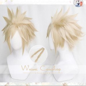 Fontes de festa Final Fantasy Vii 7 Cloud Strife Linen Blonde Cosplay Perucas de fibra de alta temperatura peruca de cabelo boné grátis