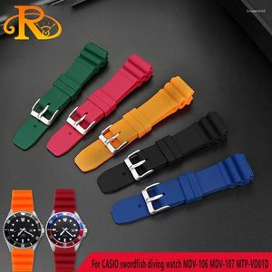 Oglądaj paski silikonowe do nurkowania na Casio Miecz MDV-106 MDV-107 MTP-VD01D EFR-303l Watch Band Orange Green Męski zespół 22 mm