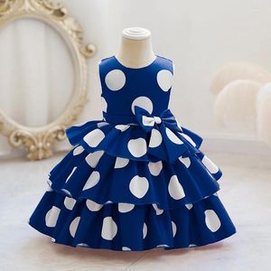 Abiti da ragazza Abiti estivi per ragazze Stampa a pois Tributo Seta Bambini Casual Principessa Senza maniche Cotone Abbigliamento per bambini Festa di anno 1 6