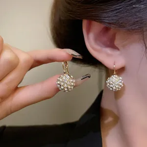 Dangle Earrings 2024 Korean Shiny Rhinestone Ball Fashion Temperament Versatile Earring Women Girl Wedding Engagement Jewelry