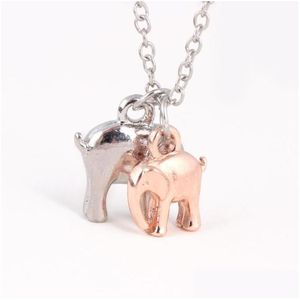 Pendant Necklaces Charm Pendant Necklaces Beautifly Sier Fashion Collares Chocker Necklace Family Jewelry Two Elephant Drop Delivery J Dh1Bz