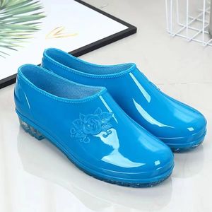 Kadın çiçek yağmur botları su geçirmez silikon ayakkabılar yaz moda kristal platform gündelik yağmur botları ayakkabı üzerinde kayma kadın 240125