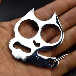 Cartoon Big Eyed Cat Two Finger Buckle utrustad med Life Hammer Key Ring Metal Pendant Martial Arts Tiger NVTG