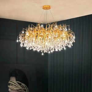 American Rectangular Crystal Chandelier Living Room Lobby Hotel Light Fixtures Celling Chandelier Modern Decorative Led Lamps