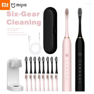 Xiaomi 6 Gear Powerful Sonic Electric Toothbrush USB Waterproof Smart Rechargeable Washable 8 Brush Heads Whitening