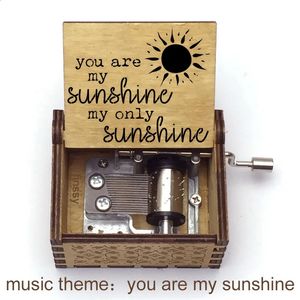 est You are my sunshine inspired quotes print wooden music box students children birthday party favors gift for kids 240118