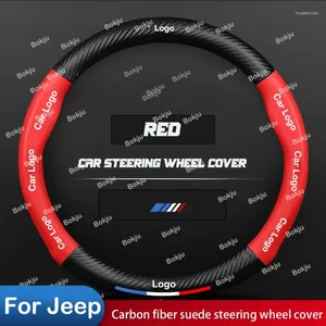 Capas de volante de couro de fibra de carbono capa de carro para jeep gladiador renegado bússola wrangler jl cherokee antiderrapante