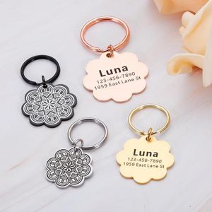 Dog Tag Personalized Flower Pet Name Tags Free Engraving Kitten Puppy Anti-lost Collars Collar For Dogs Cats Nameplate