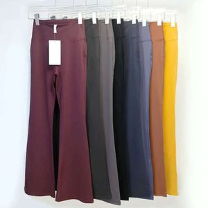 Align Lu-07 Pantaloni da yoga da donna Tinta unita Nudo Sport Modellatura Vita stretta Svasato Fitness Allentato Jogging Abbigliamento sportivo Donna Nove punti Svasato 20 Wea Alta usura s