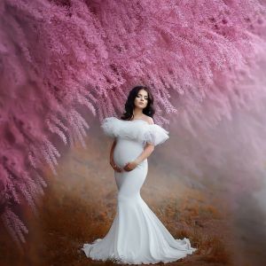 Kleider Umstandsfotografie-Requisiten, Babyparty, lange Kleider, Schwangerschafts-Fotoshooting-Kleid, bequemes Stretch-Stoff-Kleid für schwangere Frauen