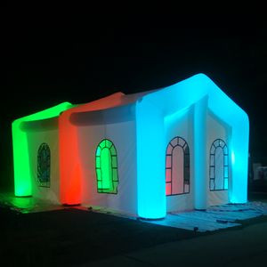 10x8x4mh (33x26x13.5ft) Wholesale Outdoor Party Uppblåsbart tält med LED -lampor Stora luftmarknader Annonsering Gazebo för kommersiella evenemangsutställningsbröllop