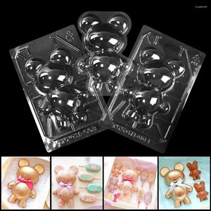 Baking Moulds 3pcs/Set Large Size Cute Teddy Bear Chocolate Mold Plastic Cake Design Mousse Wedding Topper Decorating Gift Pastry