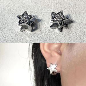 Ohrstecker, glänzend, fünfzackiger Stern, Ohrschnalle, Schmuck, eingelegter Zirkon, zarter Knopf, modisch, kleiner Ohrring für Frauen und Mädchen, Geschenk