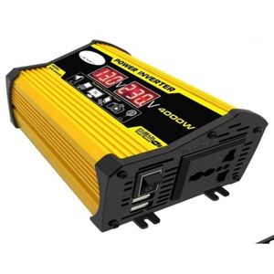 Car Jump Starter&Power Inverter Car Jump Starter Power Inverter 4000W 12V To 220V110V Led Display Converter Adapter Dual Usb Voltage T Dhm4G