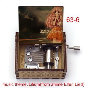 Anime Creative Color Print Cartoon Elfen Lied Lucy Music Theme Lilium 18-Note Wood Musical Box Toys Gift For Kids Girls Friends 240118