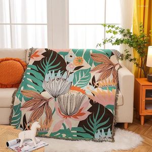 Chair Covers Floral Woven Throw Blanket Daisy Pattern Wall Carpet Sofa Bed Room Decor Tassel Thread Large Tapestry Picnic Mat