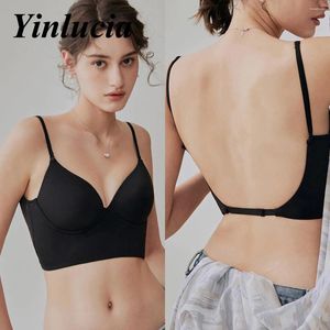 Bras Camisole Sexy Big U Backless Base Base Sling Top Bra Uprowadźnia Kobiety oddychające miękki push un Summer Bezprobanny