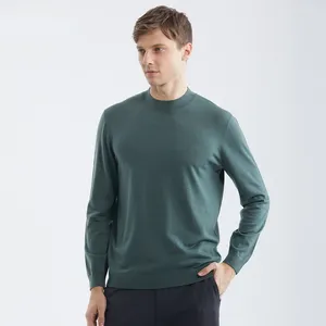 Herrtröjor pojkar ull stickad tröja halvturtleneck casual affärsmän ull retro brun blå stickad ull tröjor s-3xl