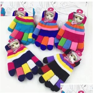 Five Fingers Gloves Winter Children Six Colors Double Thickening Gloves Students Baby Warm Cycling Mittens Five Fingers S M L Sizes Fr Dh8Vs