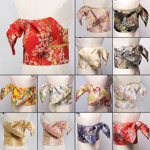 Traditionell Kimono Yukata Obi Belt Gorgeous Brocade Floral Cummerbunds Bow-Knot Retro Japanese Geisha Costume Props Midjeband 240119