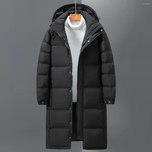 Jaqueta de inverno masculina para baixo 2024 capuz penas puffer pato branco longo masculino preto parka casaco quente outono casual tamanho superior 3xl