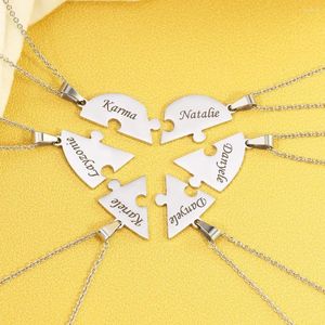 Chains Personalized Charm Stainless Steel Pendant Name Jigsaw Heart Necklace For Women Jewelry Men Family