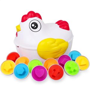 12 passende Eier Montessori sensorisches Babyspielzeug Ostern Huhn Farben Formen Sortierer Lernen Lernspielzeug für Kinder Geschenke 240131