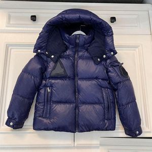 Piumino Bambini Ragazzi Moda Inverno Antivento Piumino con cappuccio Designer di lusso Blu scuro Capispalla Kid Boy Puff Giubbotti Abbigliamento per bambini D Otfuk