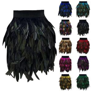 Scen Wear Women's Feather Masquerade Midi kjolar för kvinnor Hög midja Låg tyllkjol täcker upp i full storlek