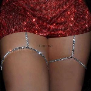 Altri set di gioielli Strass Gamba Catena per coscia Lucida Donna Catena per il corpo sexy Gamba Coscia Harness Gioielli Spiaggia Multi strati Discoteca Catene color oro YQ240204