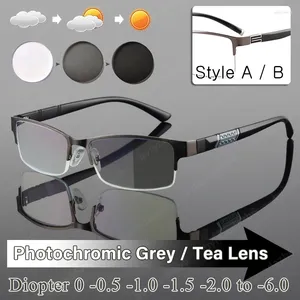 Sunglasses Discoloration Glasses Metal 0 To -6.0 Degree Optical Ultra Light Titanium Alloy Square Myopia