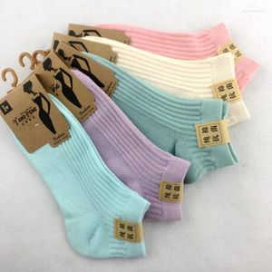 Kadın SOCKS 5 Çift 100 Pamuklu Erkek Kadın 1 Set Lot Renk Paketi Şeker Bayanlar Çorap Katı Görünmez UNISEX