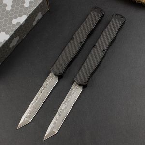 Factory Price Heretik II AUTO Tactical Knife Damascus Tanto Point Blade CNC Aviation Aluminum Handle Outdoor Camping Hiking EDC Pocket Knives with Nylon Bag