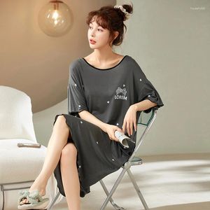 Mulheres sleepwear mulheres moda verão sexy nightdress macio modal elegante casual vestido de noite para senhora coreano doce vestido camisola